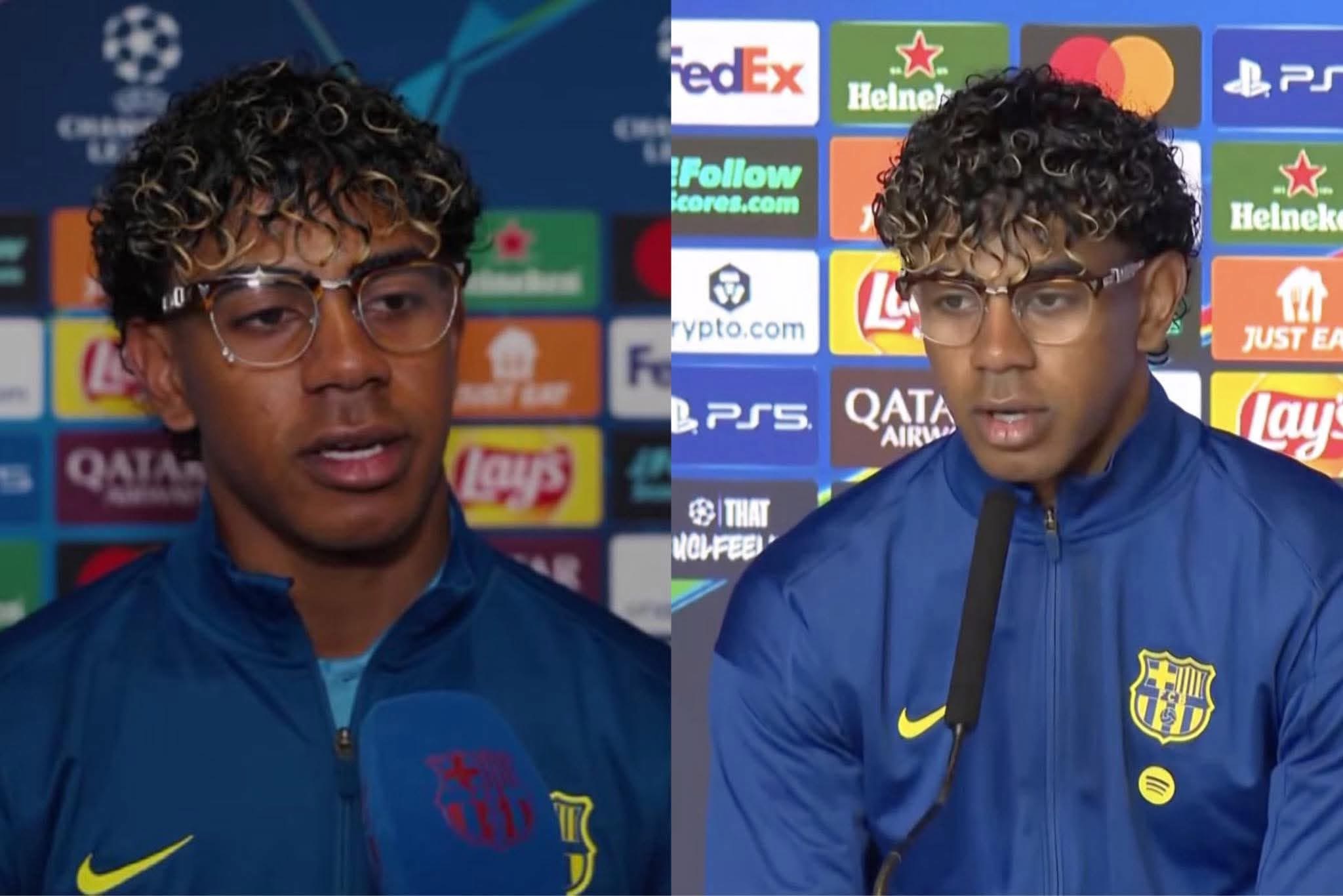 لامين يامال يشعل الأجواء في المؤتمر الصحفي قبل مباراة برشلونة وأتليتكو مدريد في دوري الأبطال